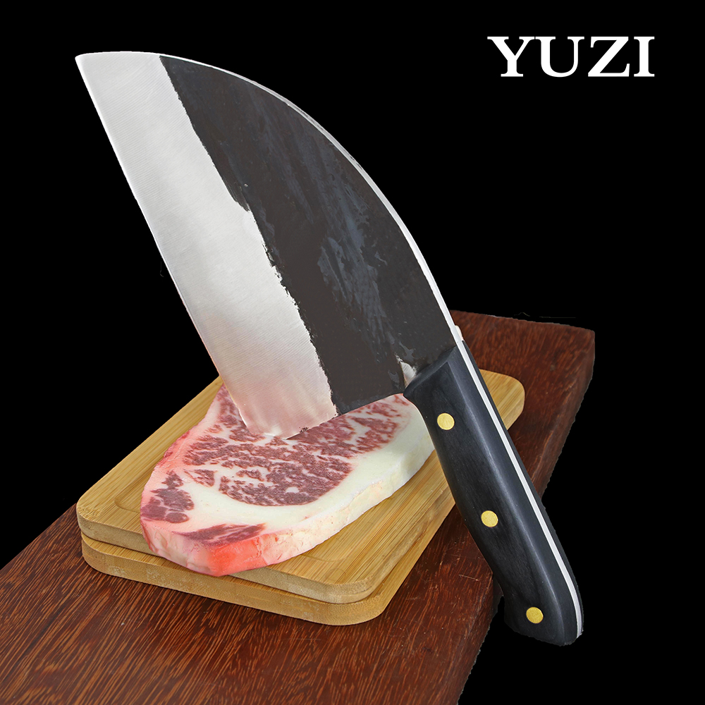 

YUZI 5Cr15 Stainless Steel Kitchen Knives Handmade Forged Sharp Meat Cleaver Chef Knife Full Tang Slicing Broad Butcher tool