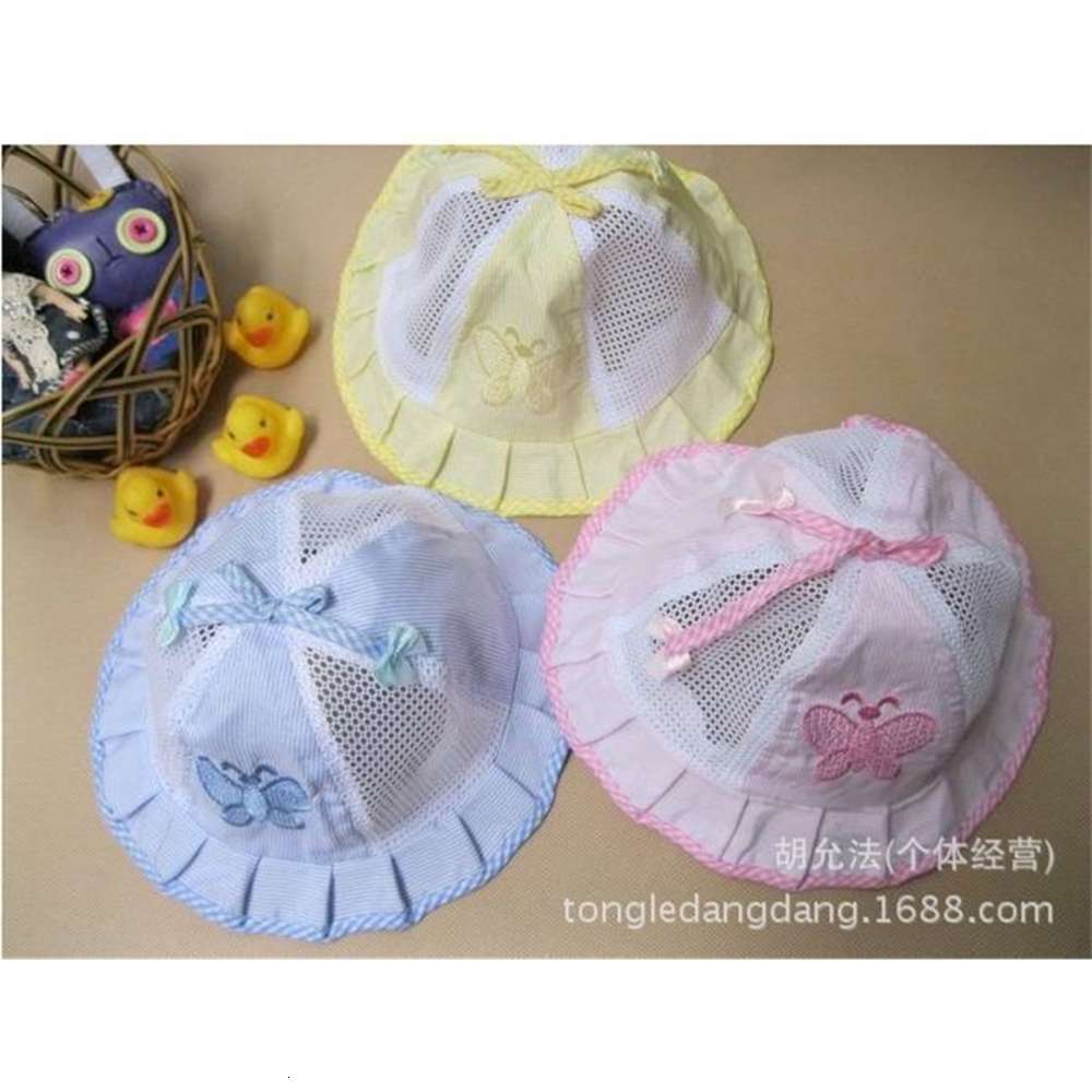 

Baby sunshade butterfly six cloth basin hat net, Yellow
