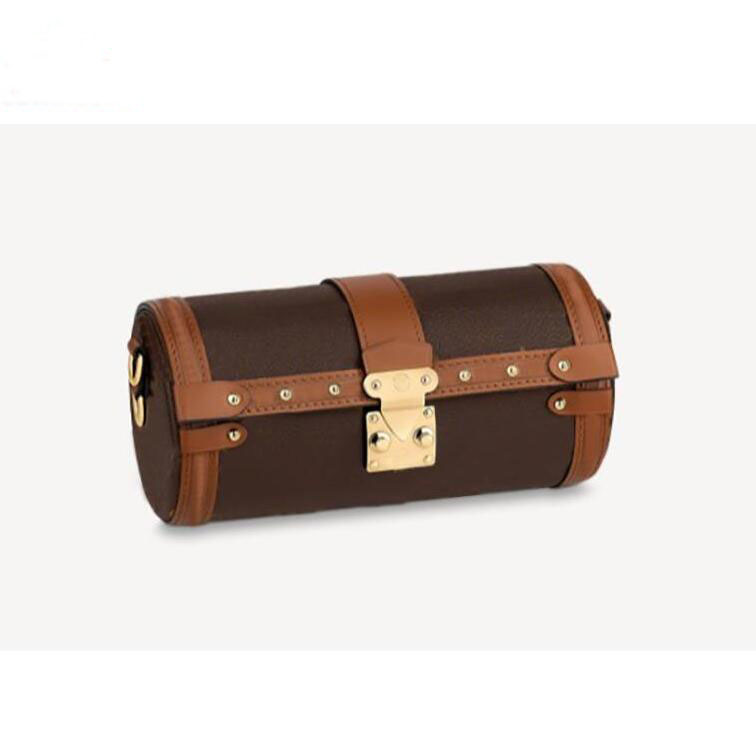 

Women Designer Iv Papillon Trunk Handbag Luxurys Designers Bags Paris Summer Flowers Embossing Pillow Handbags Genuine Leather Clutch Shoulder Bag, Brown flower