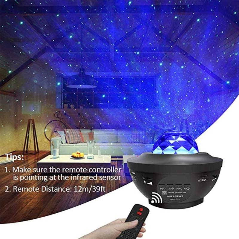 

Night Lights Led Galaxy Projector Ocean Light Music Player Remote Star Rotating Luminaria For Kid Bedroom Lamp Home