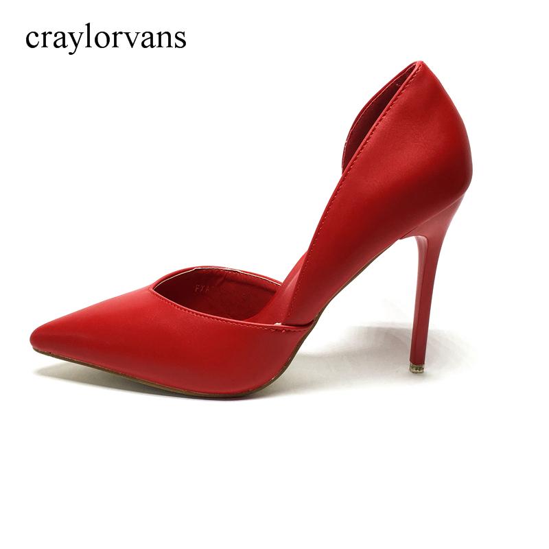 

Pointed Toe Comfortable Female High Heels 2021 Fashion Two Piece Sexy Women's Shoes Red Color Arrive Dress, White
