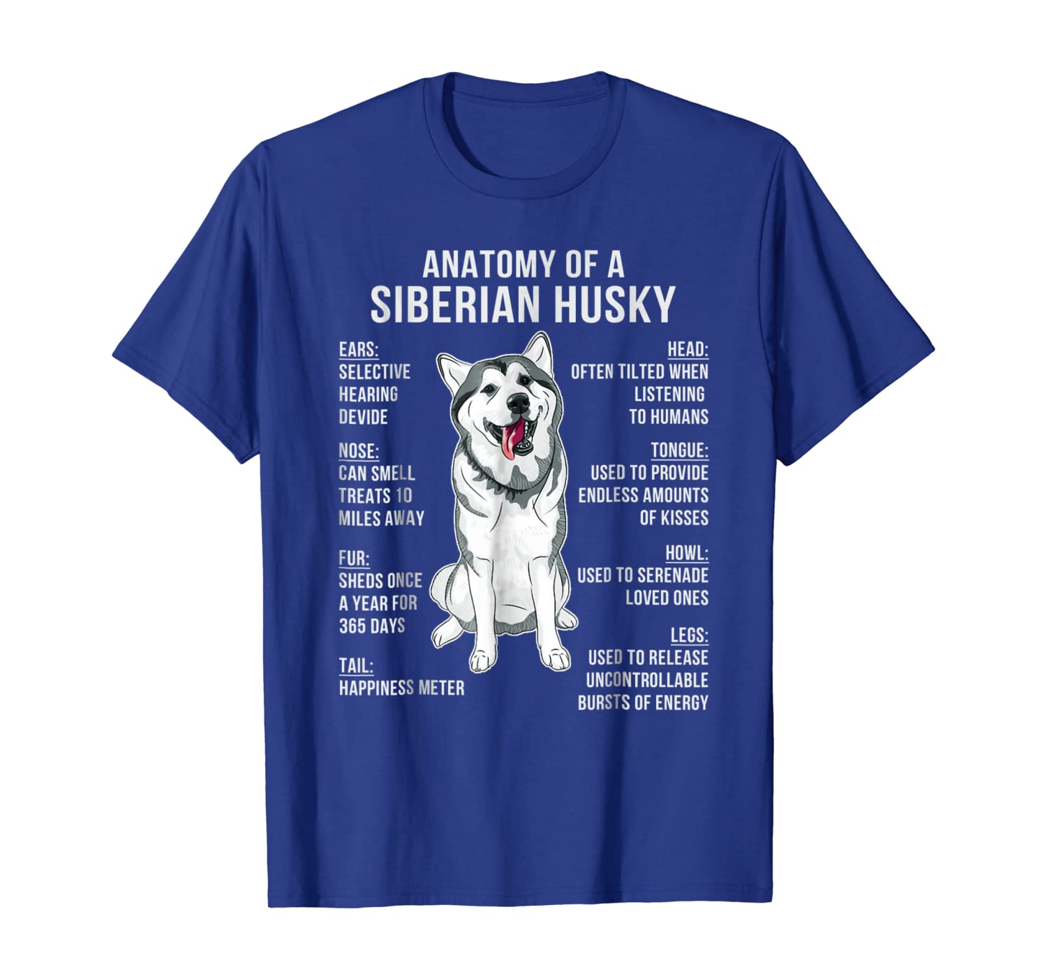 

Anatomy Of A Siberian Husky T-Shirt Funny Dog Lover Gift, White;black