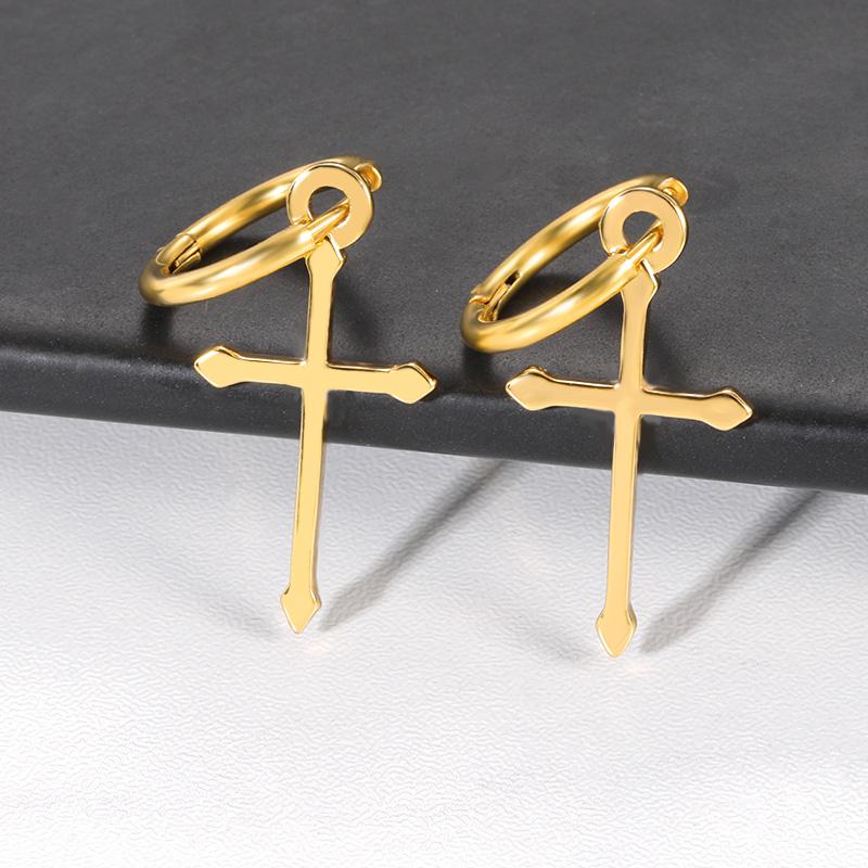 

Stud Fashion Hoop Cross Drop Dangle Ear Studs Earrings For Women Harajuku Style Gold Color Clous D'oreilles Charm Jewelry Guys