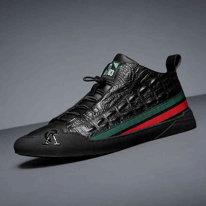

Dress Shoes Genuine Leather High Quality Men Casual Daily Trendy Sneakers Mens Black Comfortable Footwear Spring / Winter EKUU, 1# shoe box