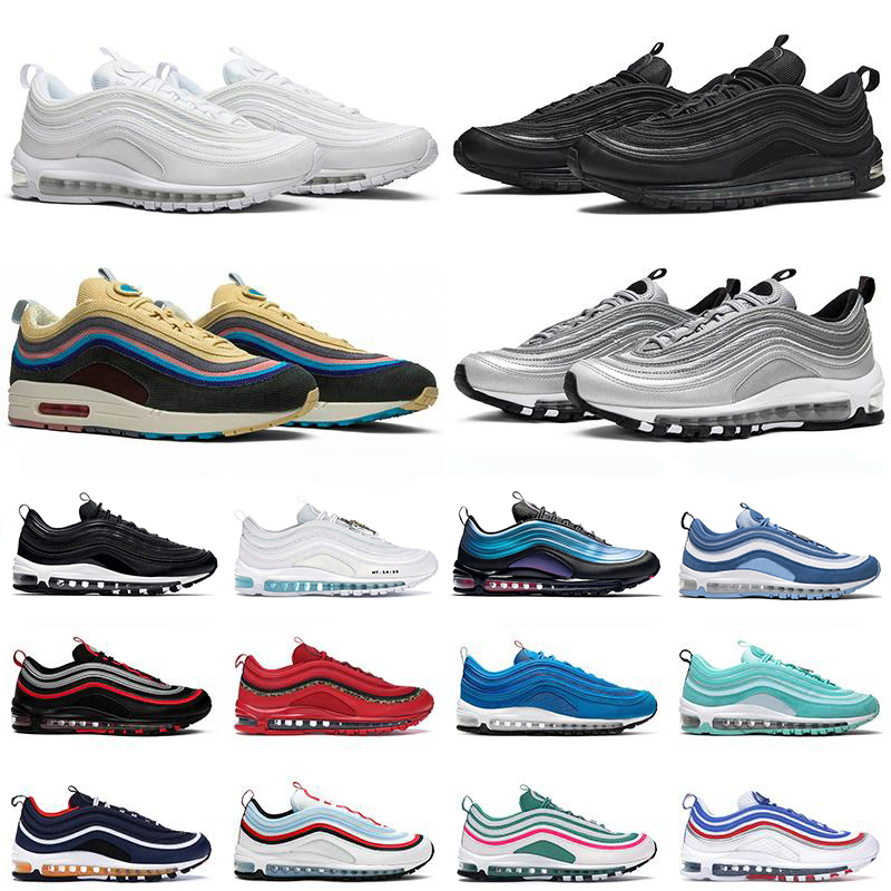 

97 mens running shoes manbasketballshoes womens 97s Black Undefeated Sean Wotherspoon MSCHF x INRI Jesus Triple White men women sports sneakers with box, #29