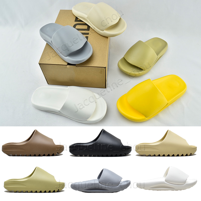 Summer des pantoufles de créateur mousse Runrs Fashion Femmes Men Slides Luxurious Chaussures Résine Vermilion minéral Bleu Black Slides EU46