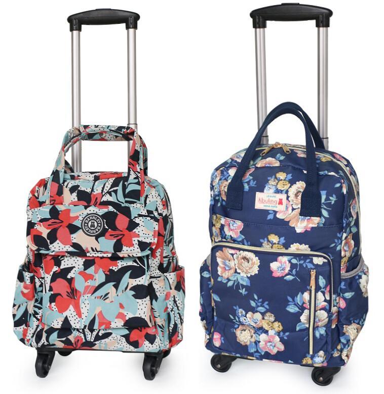 

Women Business Travel Trolley Bags Backpacks with wheels luggage backpack Mochila Oxford Rolling Baggage Suitcase