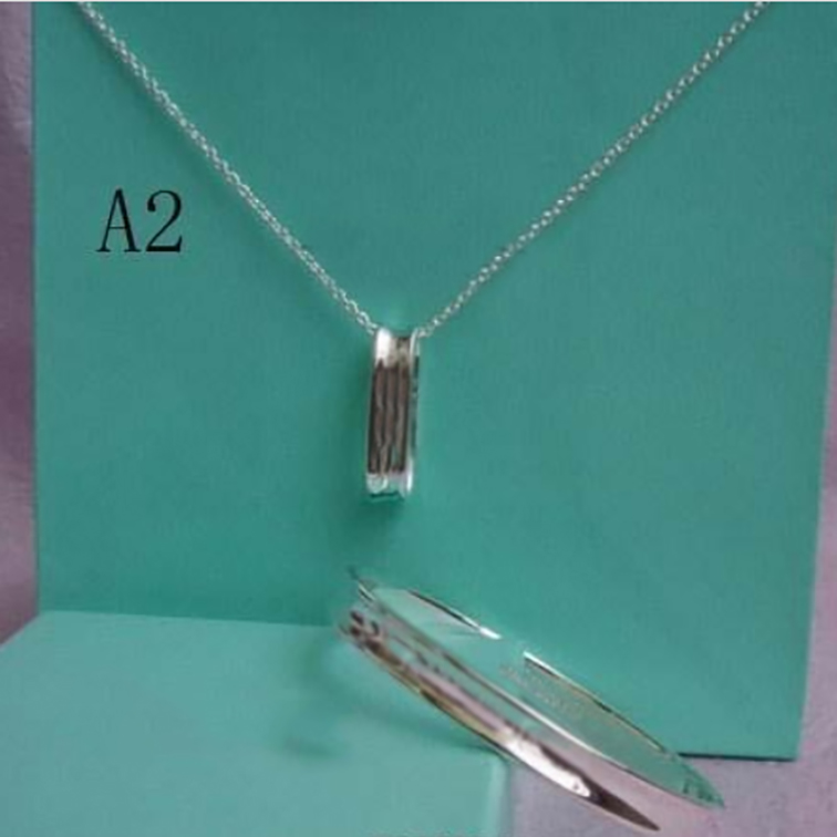 

Luxury TIF S925 Bracelet & Necklace designer BIG love heart stainless steel thick chians plates Pendant Jewelry sets with blue box, Silver