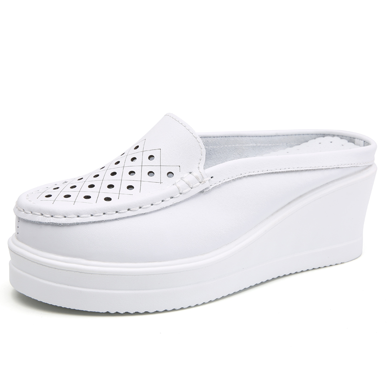 

2022 Slides Platform Wedge Slippers Loafers Height Increasing Shoes Women Moccasin Mules Wedges Sandals For Women shoes, 8801 black