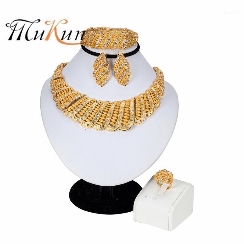 

Earrings & Necklace MUKUN Dubai Jewelry Sets Big Charm Women Exaggerated Style Bracelet Ring Bold Women's Set, Silver