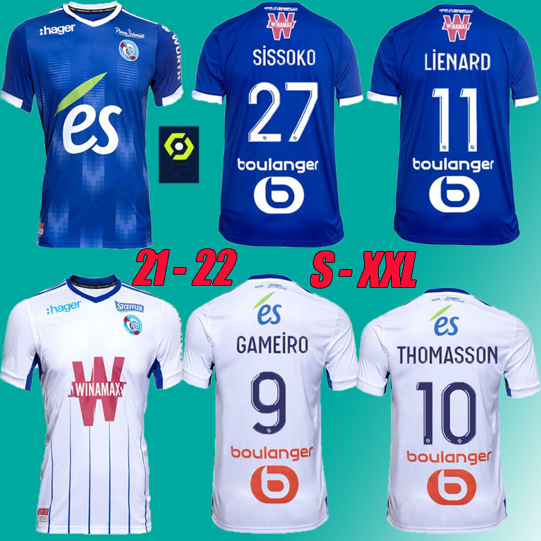 

21 22 Maillots RC STRASBOURG ALSACE Soccer Jerseys home GAMEIRO 2021 2022 DJIKU THOMASSON LALA MOTHIBA SISSOKO away football shirts