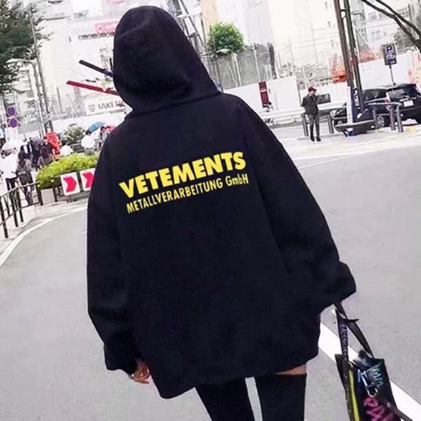 

Men's Hoodies & Sweatshirts Vetement Femme Men Women Metallverarbeitung Gmbh Fashion Hip Hop Pullover Letter Print Fleece, Black