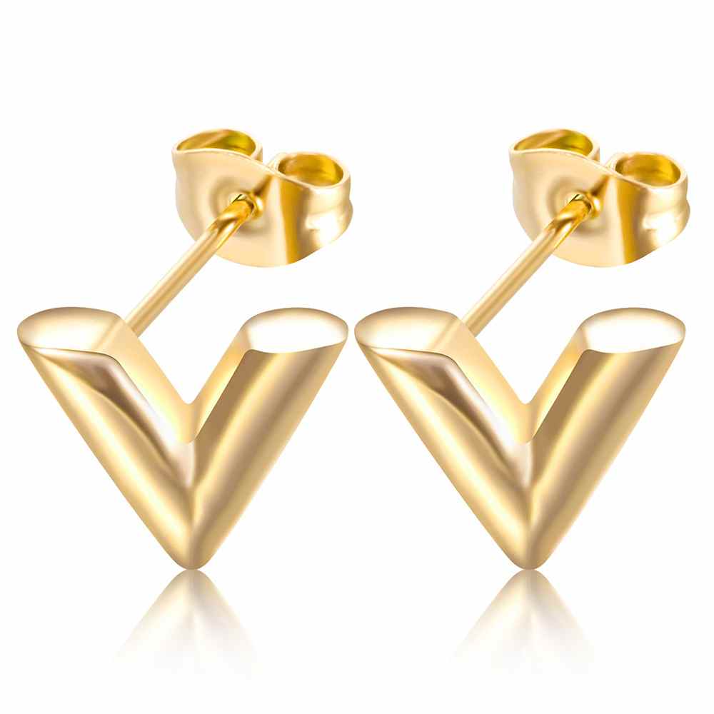 

3 Colors Classic Style Women Designer Studs Titanium Steel Earrings Fashion Jewelry