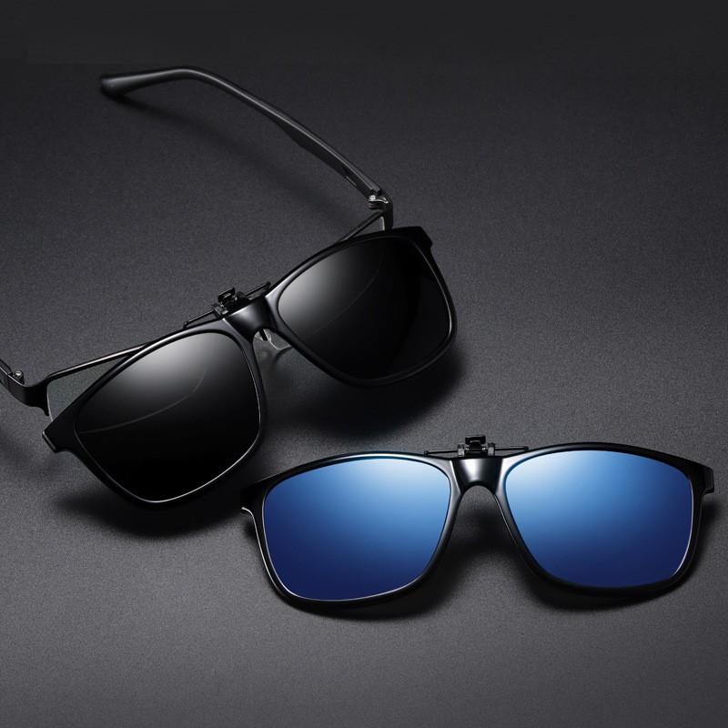 

Sunglasses TR90 Frame Polarized Lens Clip On Glasses Night Vision Yellow Women Square Sun With Clips Unisex