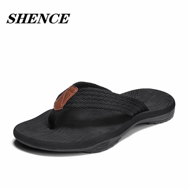 

Slippers SHENCE Wholesale Men's Casual Shoes Flip-flops Beach Webbing Upper PVC Sole Fits The Soles Of Feet Sandals For Man, Black