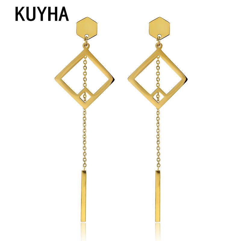 Stud Earrings For Women Jewelry Gold Color Pendientes Fashion Simple Charm Long Charming Earring Hoop & Huggie-image-696766003