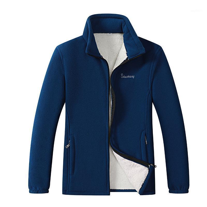 

Men's Jackets Winter Autumn Solid Casual Coat Male Outwear Windbreaker Fleece Mens Stand Collar Warm Coats 4xl, Black