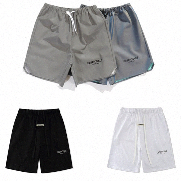 

2021ss Reflective Fear Of God Mens Shorts Pants Casual Essentials Letter-printed trousers with loose loops hip-hop fog womens Summer Short 6hZH#, White;black