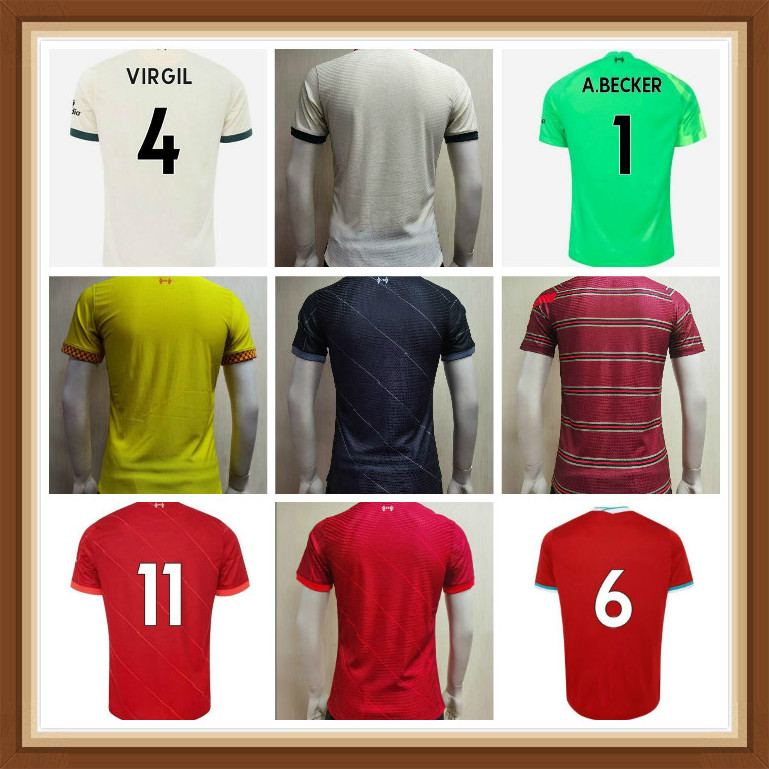 

21 22 LVP Player Version .SALAH VIRGIL FIRMINO soccer jersey HENDERSON MANE MILNER WIJNALDUM A.BECKER ALEXANDER ARNOLD DIOGO J. Goalkeeper football shirt Men, Red