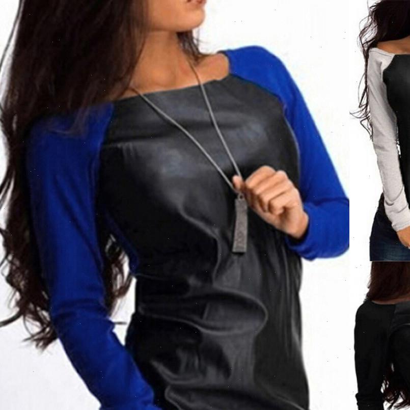 

Womens Shirt Sexy Women Leather Long Sleeve Sweatshirt Casual Loose Tee TOP Tops fashion style, White