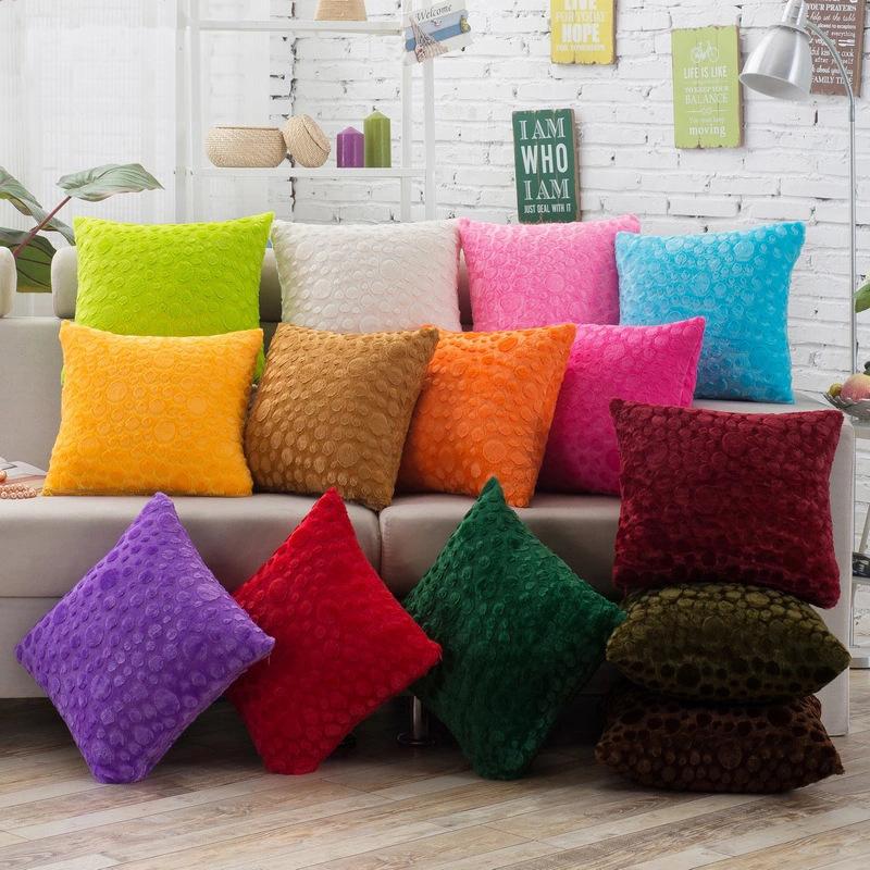 

Cushion/Decorative Pillow High Quality Sofa Solid Color Circle Ring Plush Cushion Cover Decorative Throw Bedding Home Decor, Green