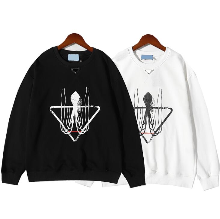 

Autumn winter 2021 Fashion Men's Hoodie long sleeve designer High-end women's round collar Pure cotton black and white 2 color high quality triangle correct version, Customize
