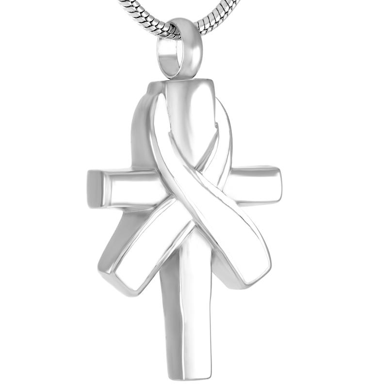

Pendant Necklaces Personalized Color Latin Cross With Ribbon Necklace For Ashes Cremation Jewelry Religious Locket