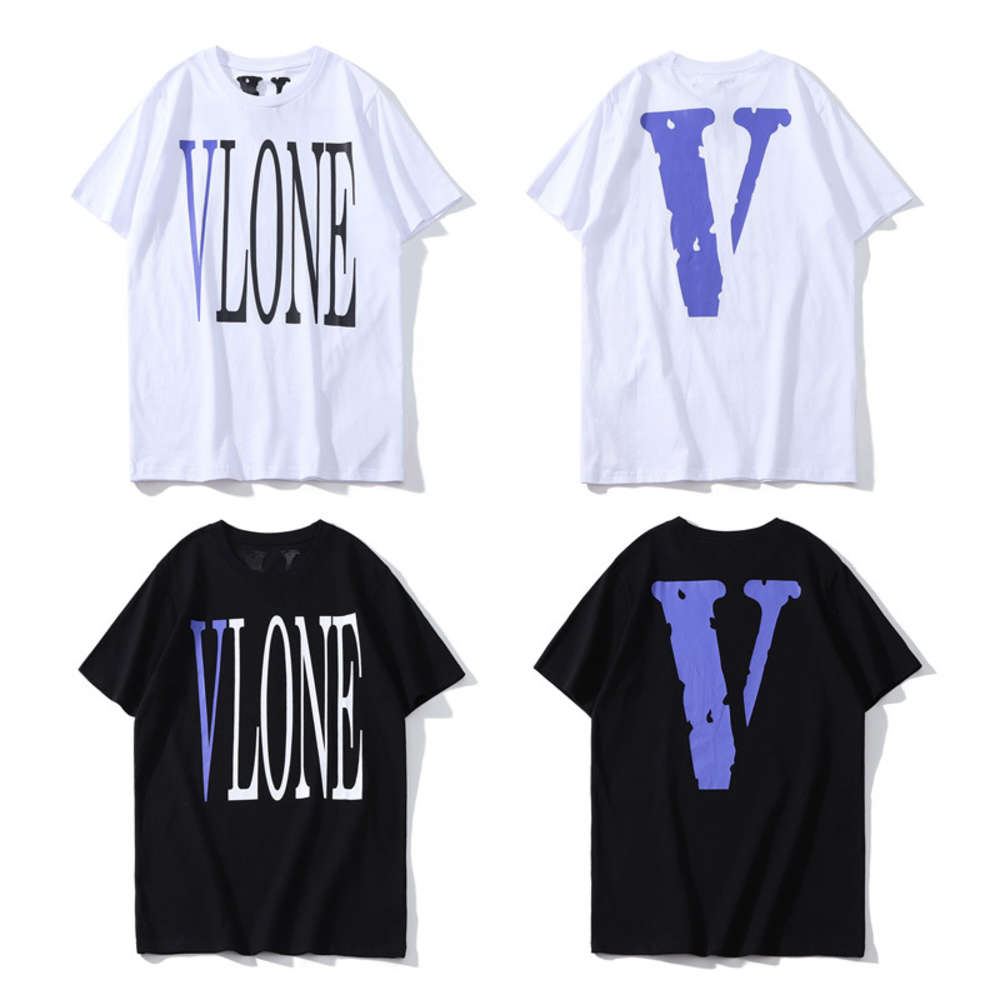 

vlones miami limited purple big v short sleeve hip hop loose t-shirt for lovers, White