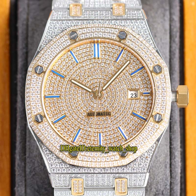 

eternity Jewellery Watches RFF 15400 Latest products A3120 Automatic Fully Iced Out Mens Watch Gold Diamond Dial Diamonds Case 15202 67652 15502 Two Tone Bracelet, Watch waterproof production cost