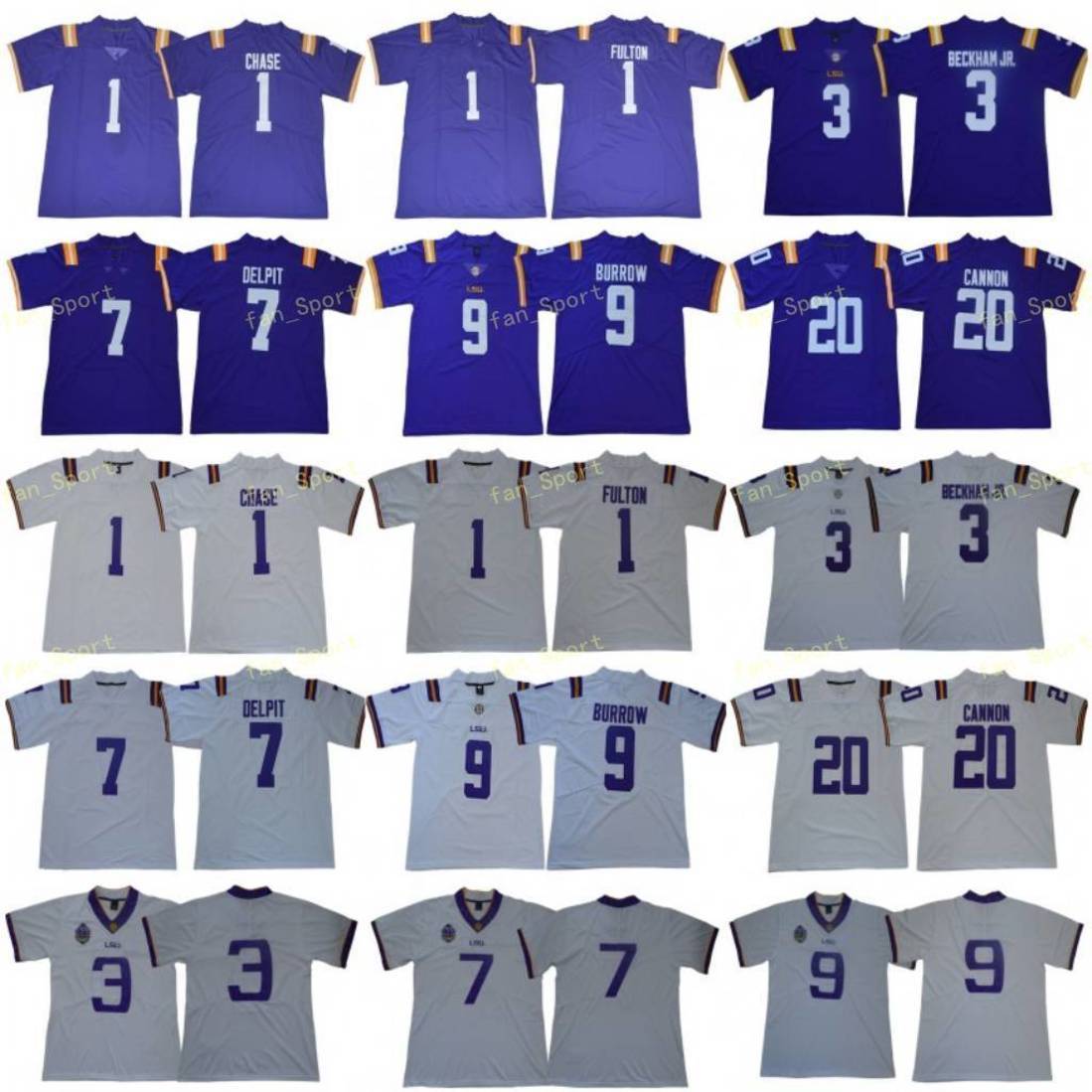 

LSU Tigers Football Jersey College Joe Burrow Odell Beckham Jr. Grant Delpit Tyrann Mathieu Leonard Fournette Patrick Peterson Cannon Chase, As