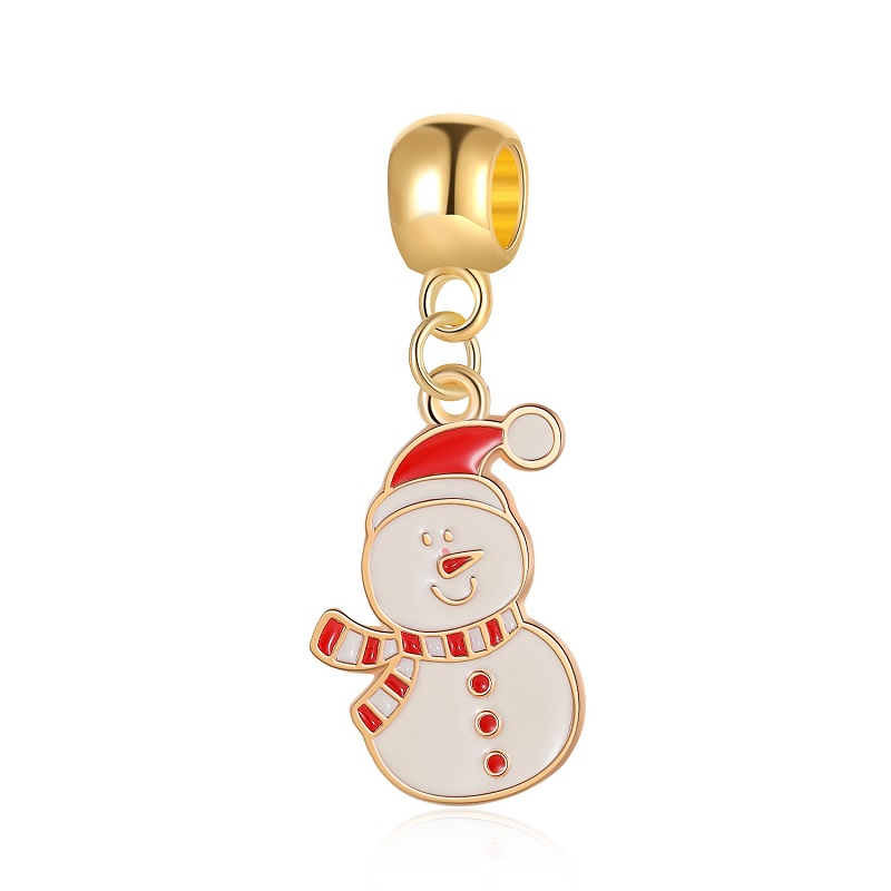 

20pcs Christmas Snowman Enamel Pendant Charms European Beads Fit Pandora 925 Sterling Silver Snake Chain Bracelet Charms Jewelry DIY Making Women Accessories