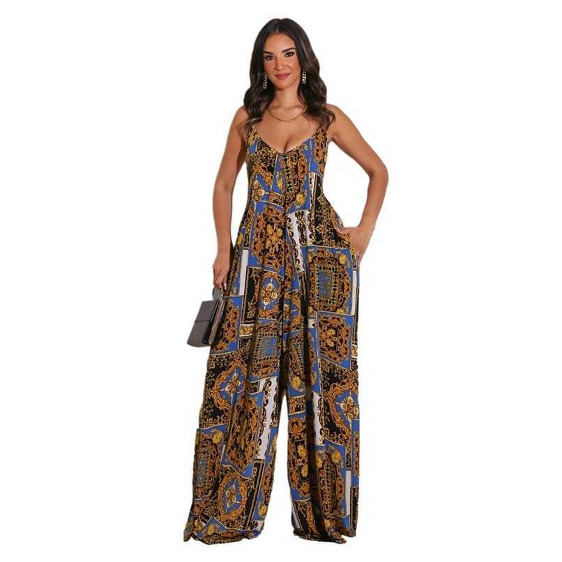 

Product Trendy Chic Wide Leg Pants Trousers Street Hipster Spaghetti Strap Sexy Rompers Women Jumpsuits 210525, Multi
