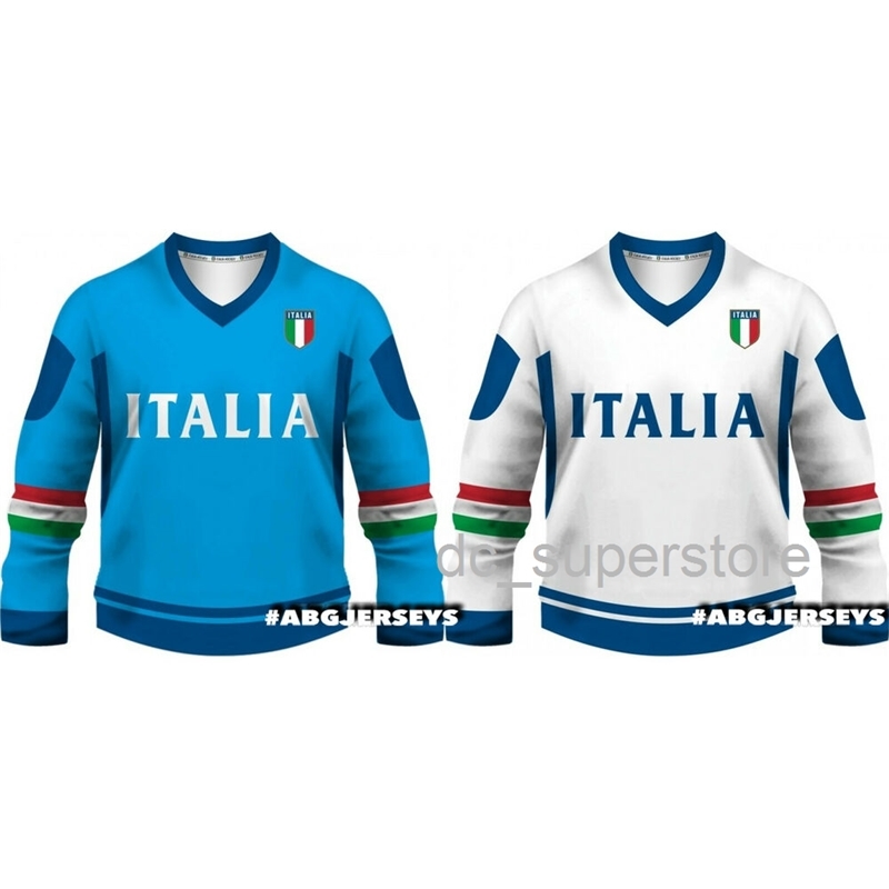 

Custom sewing NEW 2021 Team Italy World Championship Hockey Jersey Italia Mens Hockey Jersey -6XL, White