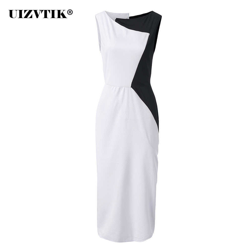 

Summer Dres Patchwork Long Party vestido de mujer Casual Vintage Slim Office Bodycon Plus Size Clothing 210608, White