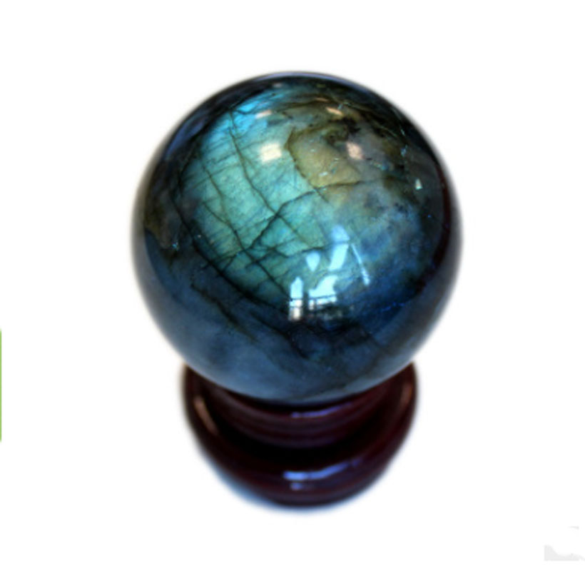 

Natural Labradorite Sphere Ball Healing Crystal Gemstone Quartz Figurine with Stand