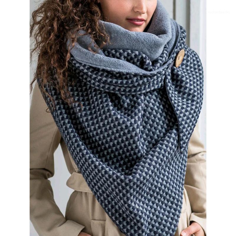 

Scarves Women Shawl Scarf Triangle Button Wrap Cape Soft Warm Thickening Autumn Winter Casual Long Blanket Tippet