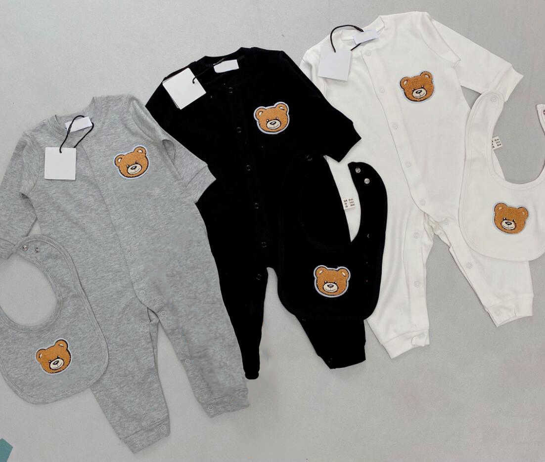 

2021 Designers 2pcs Sets children Romper Newborn kids baby Boys Girls saliva towel Toddler Cotton Short Sleeve Jumpsuits Infant Onesies, Blue
