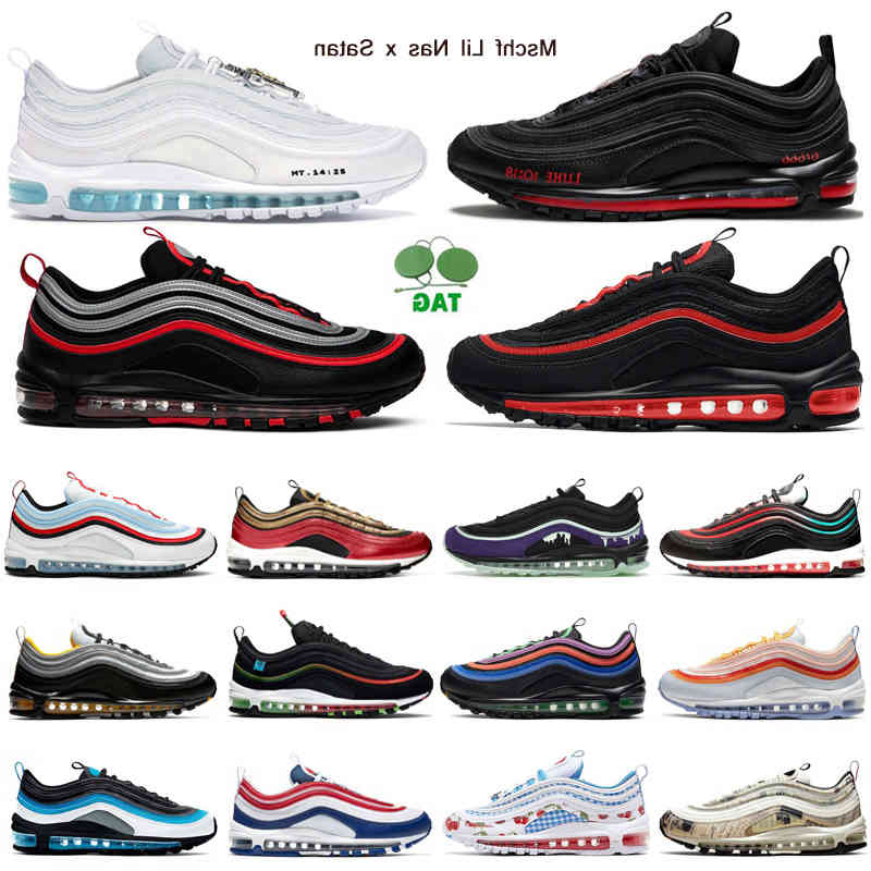 

36-45 cheaper men women running shoes mens trainers Mschf Lil Nas x Satan Jesus Halloween Bred South Beach outdoor sports sneakers, Triple white