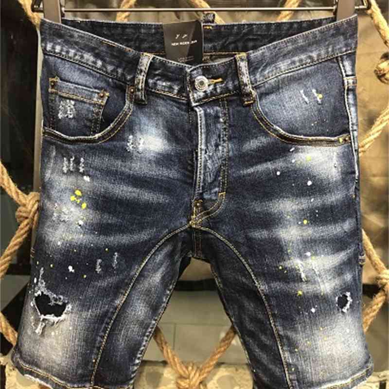 

Men Jeans Ripped for Shorts Pants s Zipper Outwear Man Dsq 9322, Blue