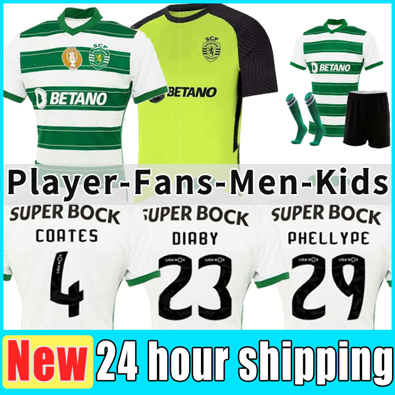 

Sporting CP 21 22 Lisboa soccer jerseys Lisbon Vietto COATES ACUNA home away 2021 2022 Sporting Clube de football shirt maillots de foot tops adult PLAYER VERSION sock, Home+patch