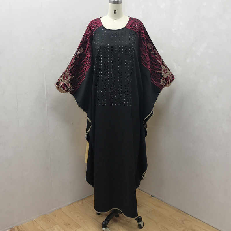 

Muslim Kaftan Abaya Dress Tunic Ramadan Islamic Women Bat Sleeve diamond african Outwear Moroccan Caftan Dubai Arab Long Robe