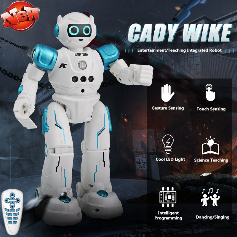 

Upgrade Intelligent Programming Gesture Control RC Robot Waling Sliding Dancing Robot Smart Touch Control Robot with LED Light, Blue