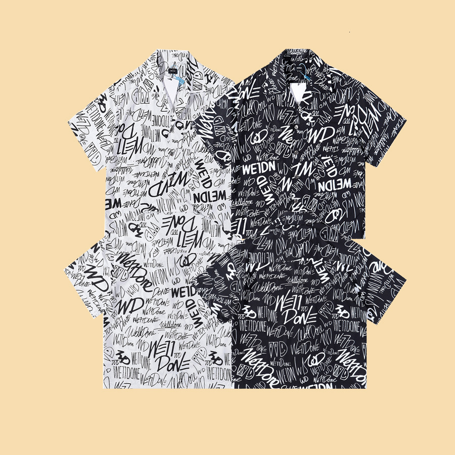 

T-Shirt Tees Tee version of graffiti full printed letters short sleeve loose shirt for lovers, White