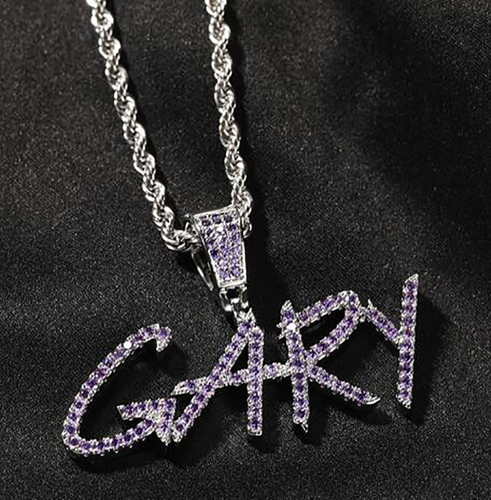 

Custom Name A- Z Customized Stones Colorful Cursive Letters Pendant Necklace For Men Women Gifts Cubic Zirconia DIY Hip Hop Jewelry