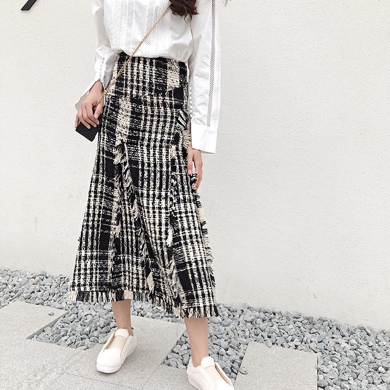

Skirts Women' Clothing 2021 Autumn And Winter Plaid Retro Skirt Irregular Womens, Black
