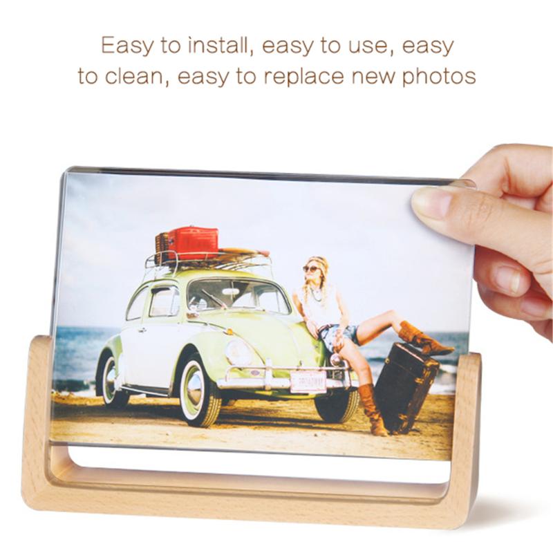 

5/6/7 Inches Solid Wooden Po Frame Picture Innovative Acrylic U Shaped Holder Home Office Desktop Decoration Frames