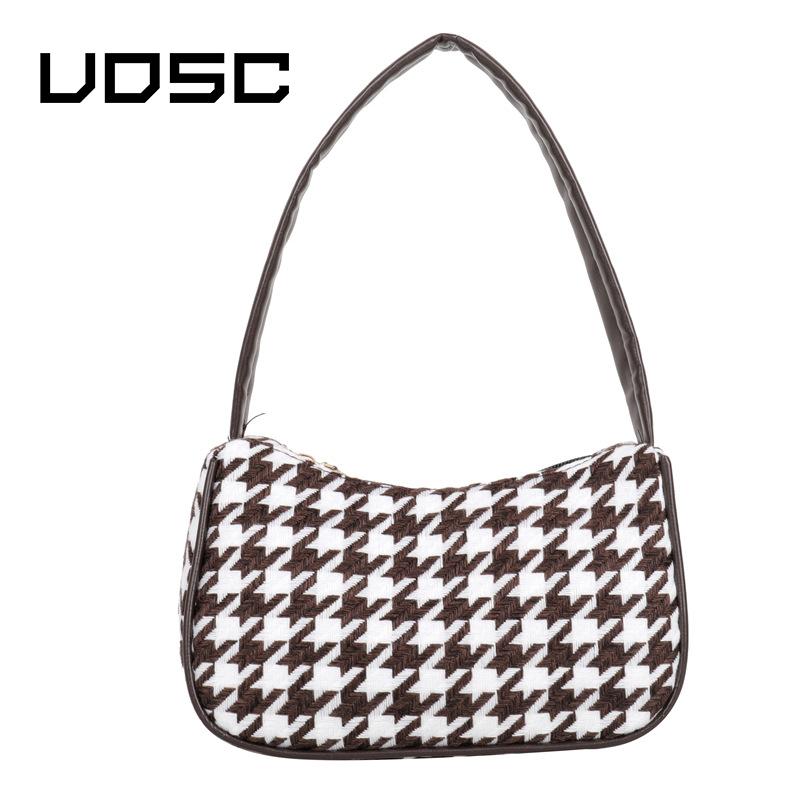 

Portable Bags 2021 Shoulder Bag Female Baguette Ladies Classic Plaid Underarm Cross Body, Black
