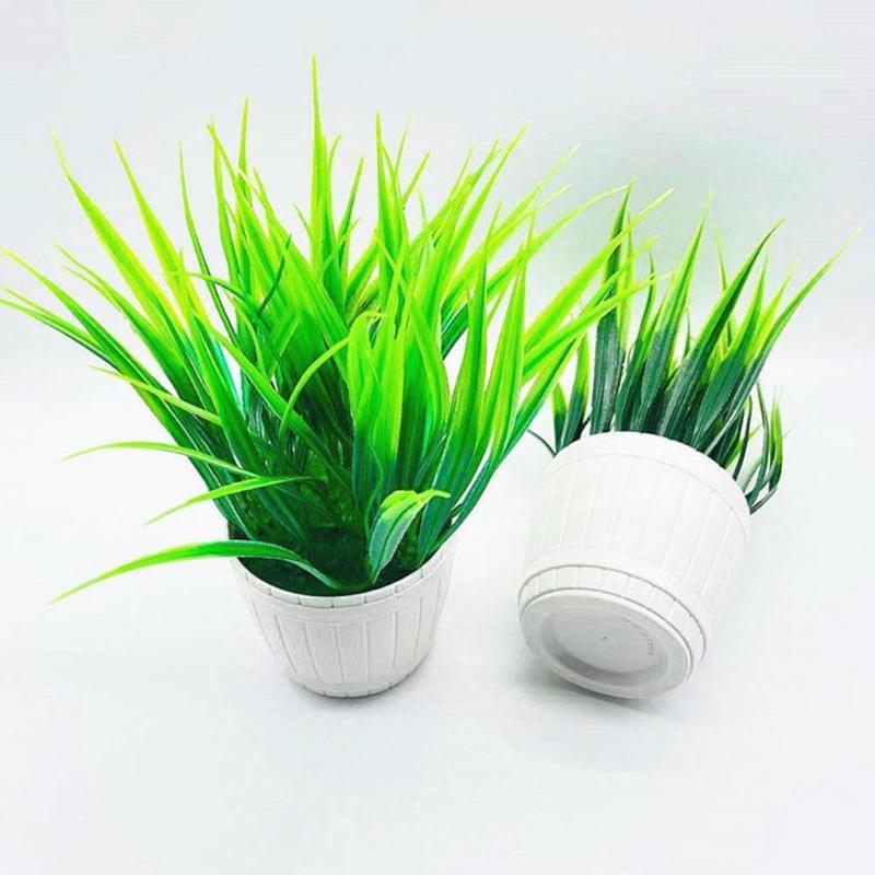 

Decorative Flowers & Wreaths No Watering Practical Small Flower Simulation Pot Plants Plastic Plant Bonsai Ornamental Home Decoration, Light green