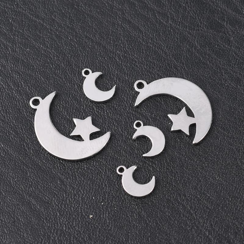 

Charms 30-10pcs Stainless Steel Moon Star Pendant Earrings Bracelet Necklace For DIY Jewelry Making 6 10mm Accessories, Bronze;silver