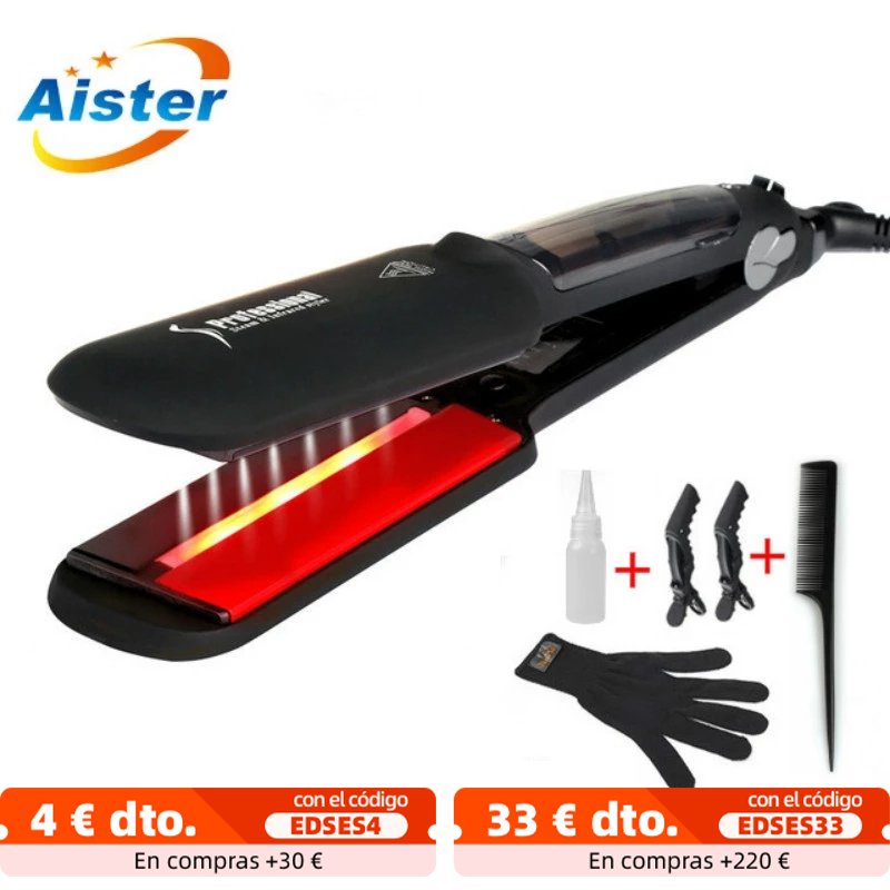 

Ceramic 3D Plate Vapor Flat Iron Professional Infrared Steam Hair Straightener for All Type Salon Steamer Straighten Styles